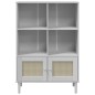 vidaXL Credenza SENJA Aspetto Rattan Bianco 90x35x130 cm Massello Pino vidaXL Credenza SENJA Aspetto Rattan Bianco 90x35x130 cm Massello Pino