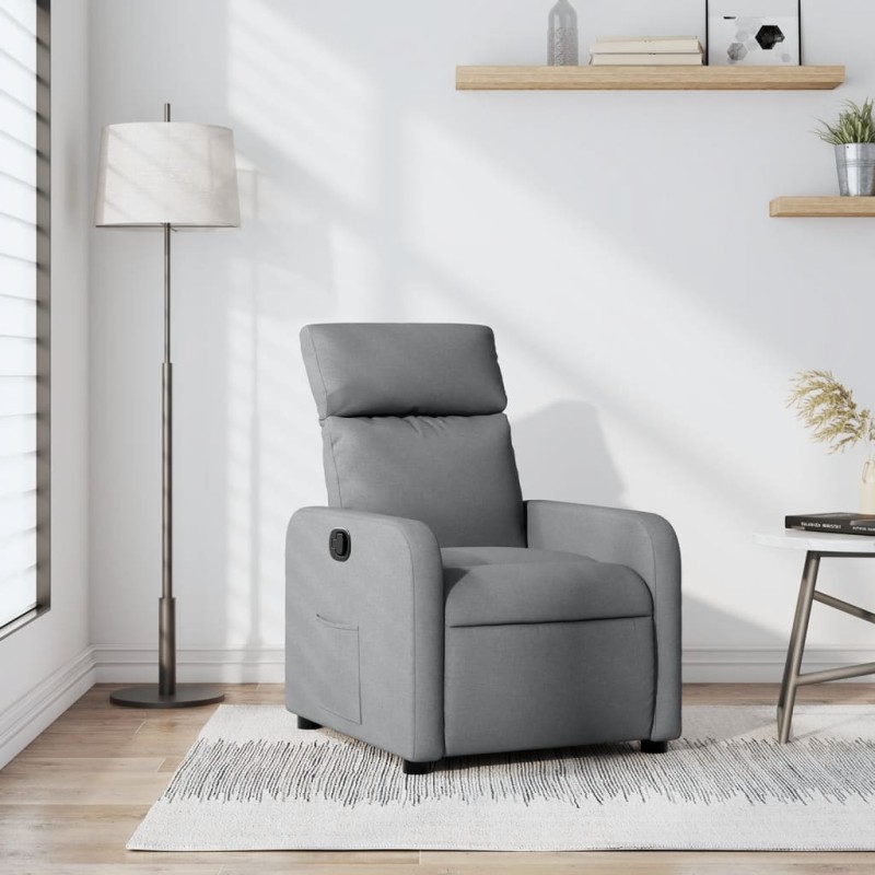 vidaXL Poltrona Reclinabile in Tessuto Grigio Chiaro