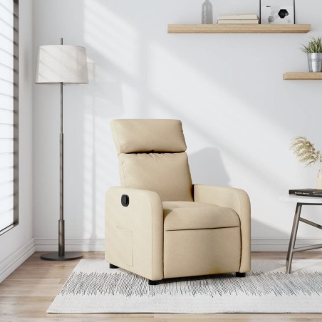 vidaXL Poltrona Reclinabile in Tessuto Crema