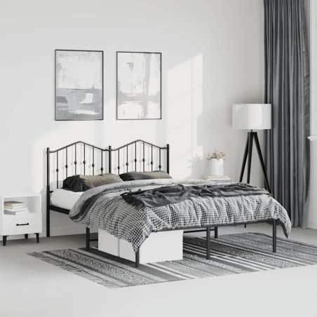 vidaXL Giroletto con Testiera in Metallo Nero 135x190 cm
