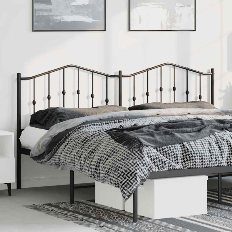 vidaXL Testiera in Metallo Nero 193 cm