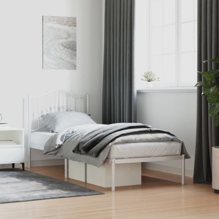 vidaXL Giroletto con Testiera Metallo Bianco 90x190 cm