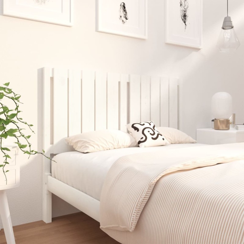 Testiera per Letto Bianca 125,5x4x100 cm Legno Massello di Pino Testiera per Letto Bianca 125,5x4x100 cm Legno Massello di Pino