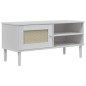 vidaXL Mobile TV SENJA Aspetto Rattan Bianco 106x40x49 Massello Pino vidaXL Mobile TV SENJA Aspetto Rattan Bianco 106x40x49 Massello Pino