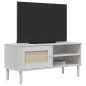 vidaXL Mobile TV SENJA Aspetto Rattan Bianco 106x40x49 Massello Pino vidaXL Mobile TV SENJA Aspetto Rattan Bianco 106x40x49 Massello Pino