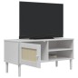 vidaXL Mobile TV SENJA Aspetto Rattan Bianco 106x40x49 Massello Pino vidaXL Mobile TV SENJA Aspetto Rattan Bianco 106x40x49 Massello Pino
