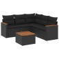 vidaXL Set Divano da Giardino 6 pz con Cuscini Nero in Polyrattan vidaXL Set Divano da Giardino 6 pz con Cuscini Nero in Polyrattan