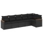 vidaXL Set Divano da Giardino 6 pz con Cuscini Nero in Polyrattan vidaXL Set Divano da Giardino 6 pz con Cuscini Nero in Polyrattan