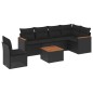 vidaXL Set Divani da Giardino con Cuscini 7pz Nero Polyrattan