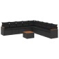 vidaXL Set Divani da Giardino 10pz con Cuscini in Polyrattan Nero vidaXL Set Divani da Giardino 10pz con Cuscini in Polyrattan Nero
