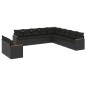 vidaXL Set Divani da Giardino 11 pz con Cuscini in Polyrattan Nero vidaXL Set Divani da Giardino 11 pz con Cuscini in Polyrattan Nero