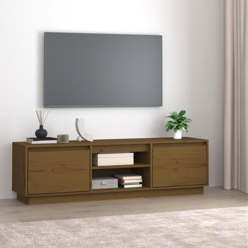 Mobile Porta TV Miele 140x35x40 cm in Legno Massello di Pino Mobile Porta TV Miele 140x35x40 cm in Legno Massello di Pino