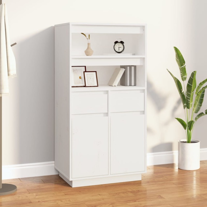 Credenza Bianca 60x40x116,5 cm in Legno Massello di Pino Credenza Bianca 60x40x116,5 cm in Legno Massello di Pino