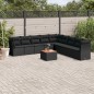 vidaXL Set Divani da Giardino 10pz con Cuscini in Polyrattan Nero vidaXL Set Divani da Giardino 10pz con Cuscini in Polyrattan Nero