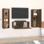 Set Mobili Porta TV 3 pz Rovere Marrone in Legno Multistrato Set Mobili Porta TV 3 pz Rovere Marrone in Legno Multistrato