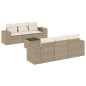 vidaXL Set Divani da Giardino 7 pz con Cuscini Beige in Polyrattan