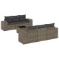 vidaXL Set Divani da Giardino 7 pz con Cuscini Grigio in Polyrattan vidaXL Set Divani da Giardino 7 pz con Cuscini Grigio in Polyrattan