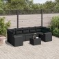 vidaXL Set Divani da Giardino con Cuscini 8 pz Nero in Polyrattan vidaXL Set Divani da Giardino con Cuscini 8 pz Nero in Polyrattan