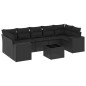 vidaXL Set Divani da Giardino con Cuscini 8 pz Nero in Polyrattan vidaXL Set Divani da Giardino con Cuscini 8 pz Nero in Polyrattan