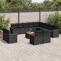 vidaXL Set Divani da Giardino 14pz con Cuscini in Polyrattan Nero vidaXL Set Divani da Giardino 14pz con Cuscini in Polyrattan Nero