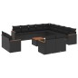 vidaXL Set Divani da Giardino 14pz con Cuscini in Polyrattan Nero vidaXL Set Divani da Giardino 14pz con Cuscini in Polyrattan Nero