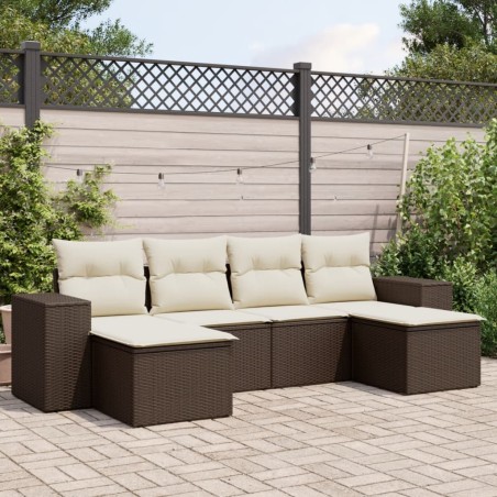 vidaXL Set Divano da Giardino 6 pz con Cuscini Marrone in Polyrattan