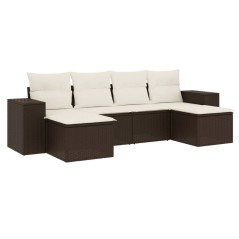 vidaXL Set Divano da Giardino 6 pz con Cuscini Marrone in Polyrattan