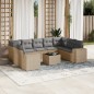 vidaXL Set Divano da Giardino 10 pz con Cuscini Beige in Polyrattan vidaXL Set Divano da Giardino 10 pz con Cuscini Beige in Polyrattan