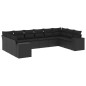 vidaXL Set Divani da Giardino 10pz con Cuscini in Polyrattan Nero vidaXL Set Divani da Giardino 10pz con Cuscini in Polyrattan Nero
