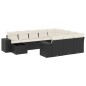 vidaXL Set Divani da Giardino 11 pz con Cuscini in Polyrattan Nero vidaXL Set Divani da Giardino 11 pz con Cuscini in Polyrattan Nero