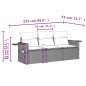 vidaXL Set Divani da Giardino 3 pz con Cuscini in Polyrattan Nero