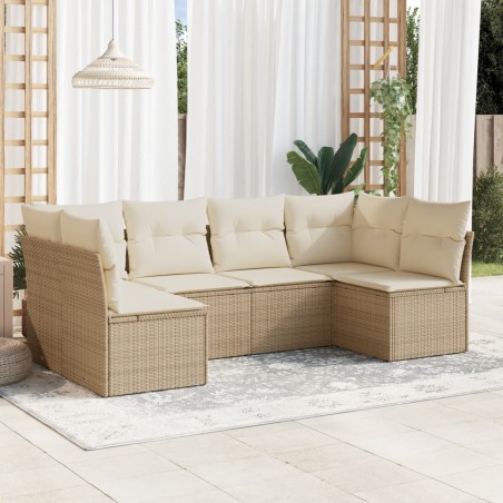 vidaXL Set Divano da Giardino 6 pz con Cuscini Beige in Polyrattan