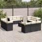 vidaXL Set Divani da Giardino 13pz con Cuscini Nero in Polyrattan vidaXL Set Divani da Giardino 13pz con Cuscini Nero in Polyrattan