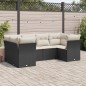 vidaXL Set Divano da Giardino 6 pz con Cuscini Nero in Polyrattan vidaXL Set Divano da Giardino 6 pz con Cuscini Nero in Polyrattan
