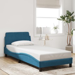 vidaXL Giroletto con Testiera Blu 90x200 cm in Velluto