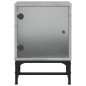 vidaXL Comodini con Ante in Vetro 2pz Grigio Cemento 35x37x50 cm vidaXL Comodini con Ante in Vetro 2pz Grigio Cemento 35x37x50 cm