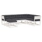 vidaXL Set Salotto Giardino 7pz con Cuscini Bianco Legno Massello Pino vidaXL Set Salotto Giardino 7pz con Cuscini Bianco Legno Massello Pino