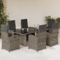 vidaXL Set da Pranzo da Giardino 7 pz con Cuscini in Polyrattan Grigio vidaXL Set da Pranzo da Giardino 7 pz con Cuscini in Polyrattan Grigio