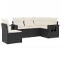 vidaXL Set Divani da Giardino 5 pz con Cuscini in Polyrattan Nero vidaXL Set Divani da Giardino 5 pz con Cuscini in Polyrattan Nero