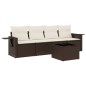 vidaXL Set Divano da Giardino 5 pz con Cuscini Marrone in Polyrattan vidaXL Set Divano da Giardino 5 pz con Cuscini Marrone in Polyrattan