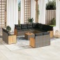 vidaXL Set Divani da Giardino 12 pz con Cuscini Grigio in Polyrattan vidaXL Set Divani da Giardino 12 pz con Cuscini Grigio in Polyrattan