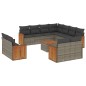 vidaXL Set Divani da Giardino 12 pz con Cuscini Grigio in Polyrattan vidaXL Set Divani da Giardino 12 pz con Cuscini Grigio in Polyrattan