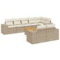 vidaXL Set Divano da Giardino 9 pz con Cuscini Beige in Polyrattan