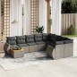 vidaXL Set Divano da Giardino 10 pz con Cuscini Grigio in Polyrattan vidaXL Set Divano da Giardino 10 pz con Cuscini Grigio in Polyrattan