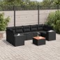 vidaXL Set Divani da Giardino con Cuscini 8 pz Nero in Polyrattan vidaXL Set Divani da Giardino con Cuscini 8 pz Nero in Polyrattan