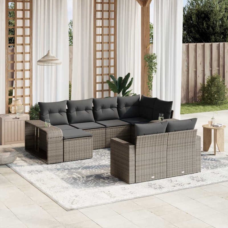 vidaXL Set Divano da Giardino 10 pz con Cuscini Grigio in Polyrattan vidaXL Set Divano da Giardino 10 pz con Cuscini Grigio in Polyrattan