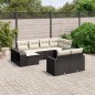 vidaXL Set Divani da Giardino 10pz con Cuscini in Polyrattan Nero vidaXL Set Divani da Giardino 10pz con Cuscini in Polyrattan Nero