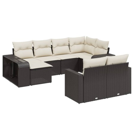 vidaXL Set Divani da Giardino 10pz con Cuscini in Polyrattan Nero