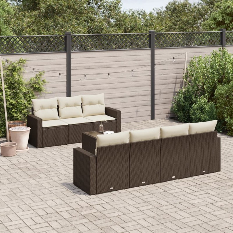 vidaXL Set Divani da Giardino 8 pz con Cuscini Marrone in Polyrattan vidaXL Set Divani da Giardino 8 pz con Cuscini Marrone in Polyrattan