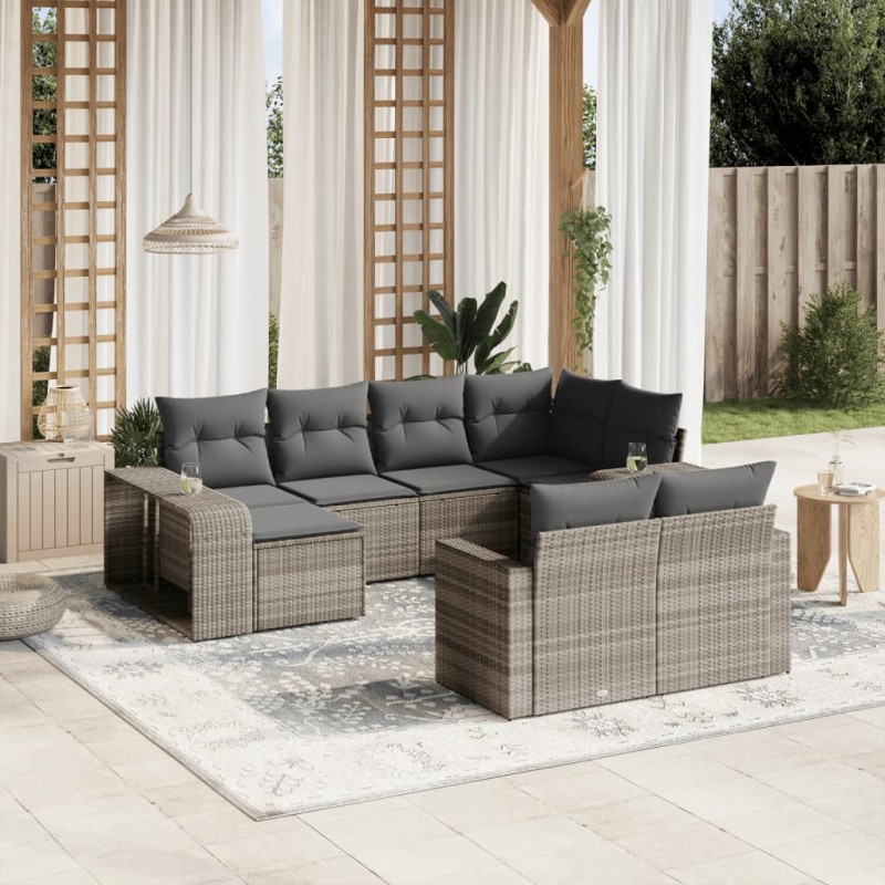 vidaXL Set Divano Giardino 10 pz con Cuscini Grigio Chiaro Polyrattan vidaXL Set Divano Giardino 10 pz con Cuscini Grigio Chiaro Polyrattan